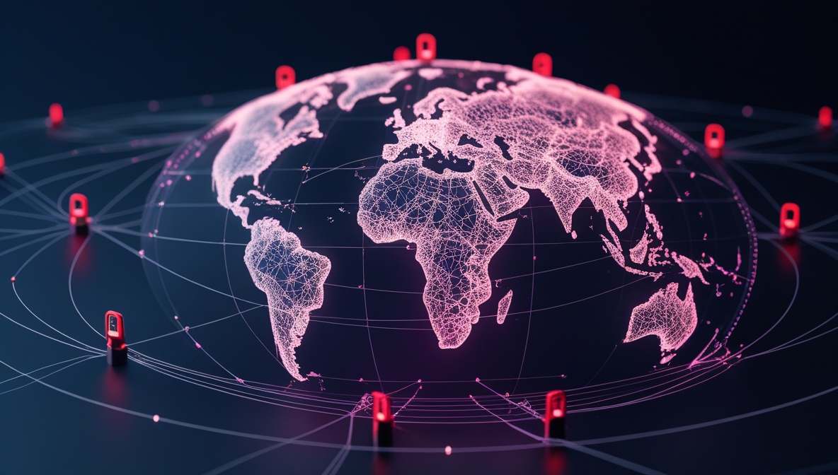 World map illustrating regional geo-blocking and digital license territory restrictions