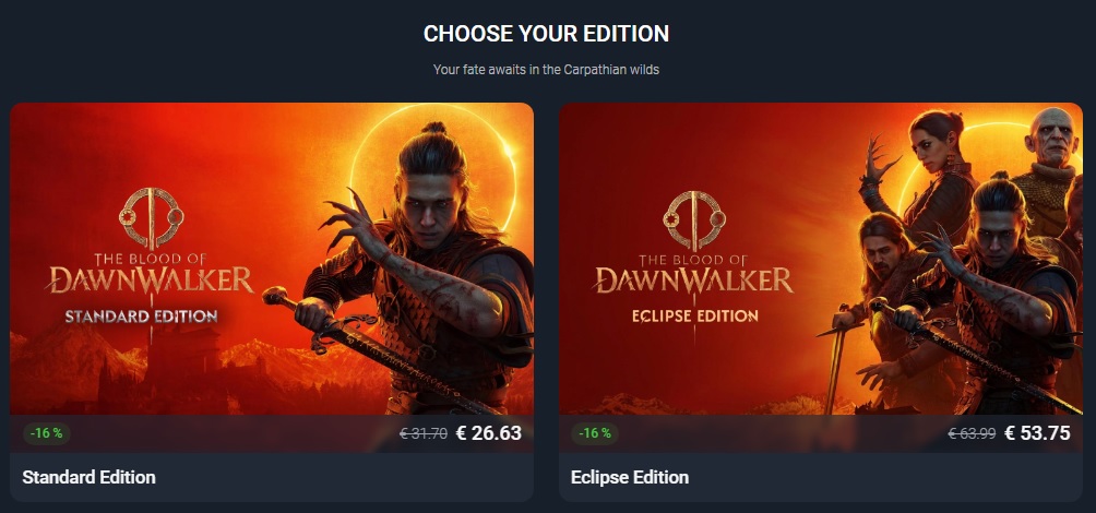 The Blood of Dawnwalker Standard and Eclipse Edition prices